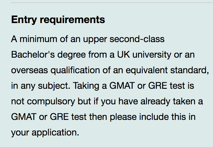 UCL MSc Management入学要求